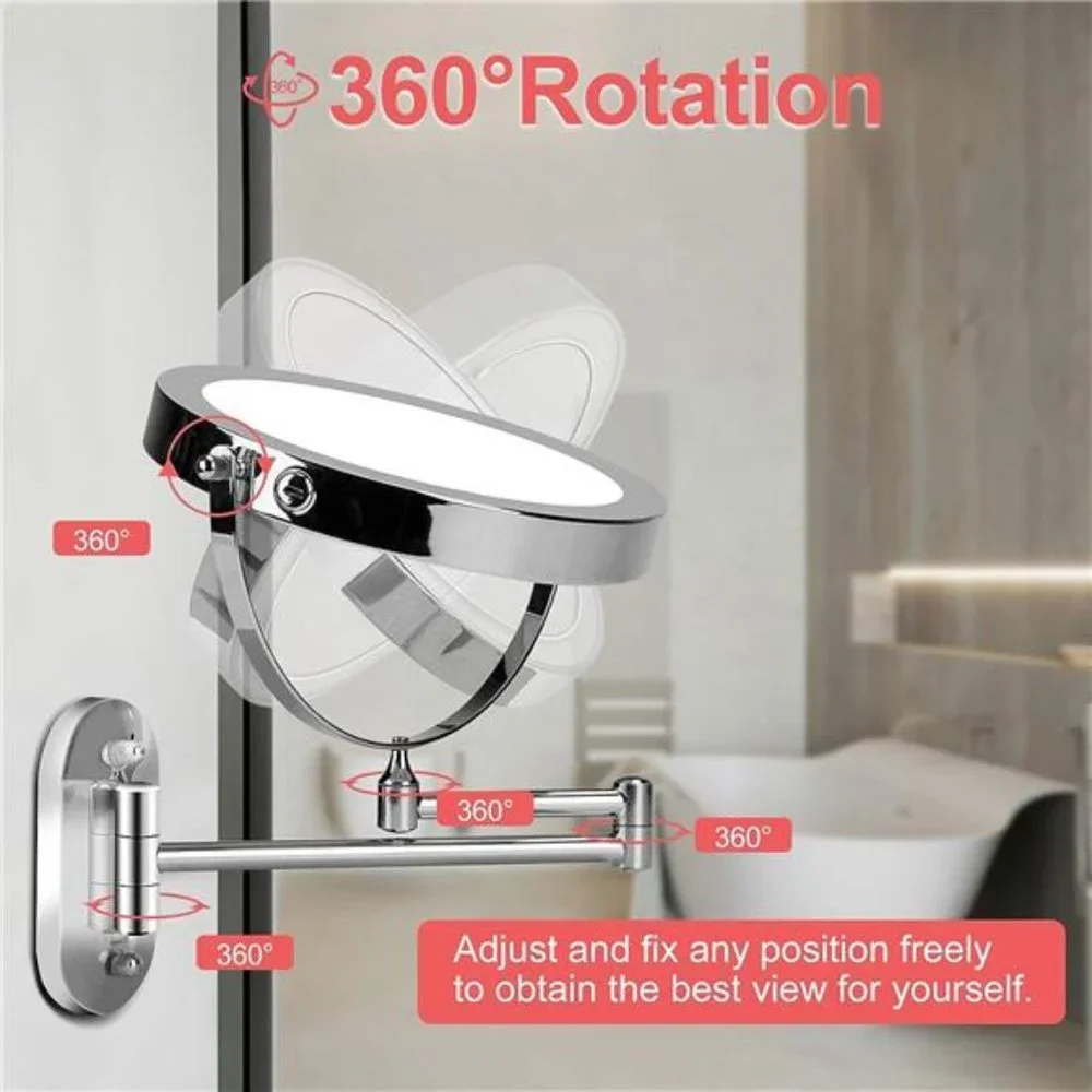 Rechargeable Wall Mounted Lighted Makeup Vanity Mirror 8 Inch Double Sided